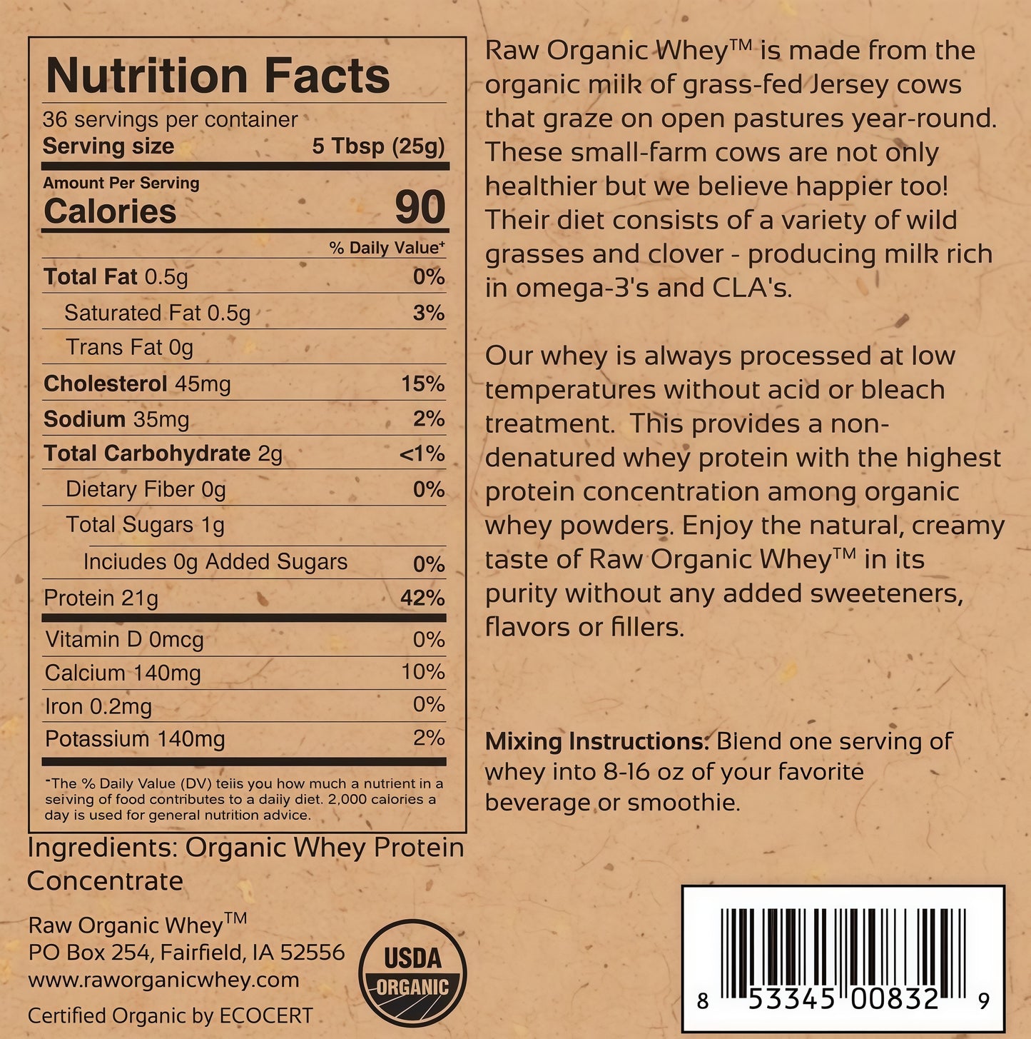 Raw Organic Whey